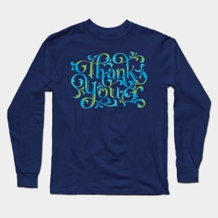 Thank You Card Blue Lettering Long Sleeve T-Shirt